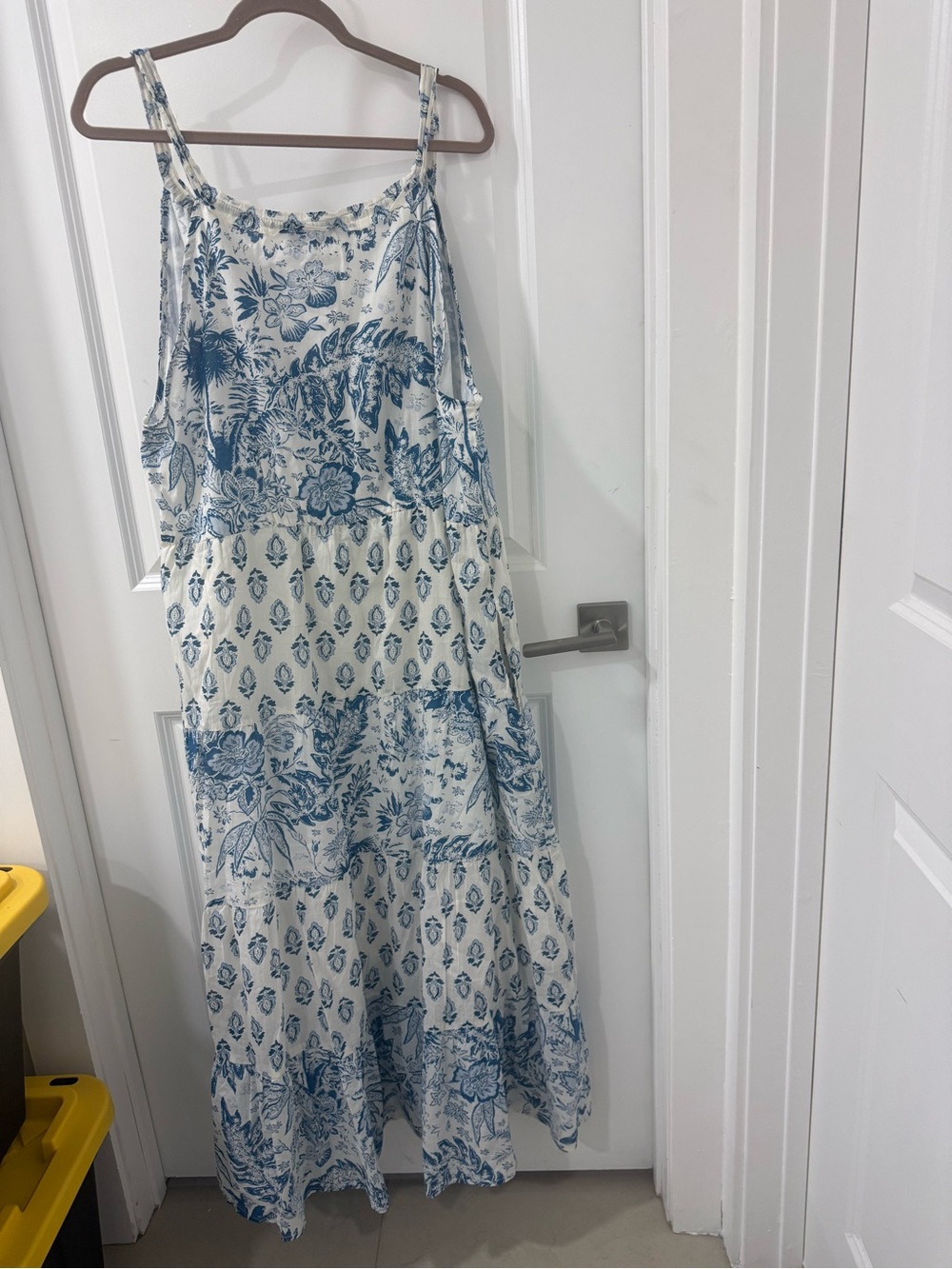 Calypso St. Barth Blue and Cream Floral Tiered Maxi Dress - Picture 2 of 7